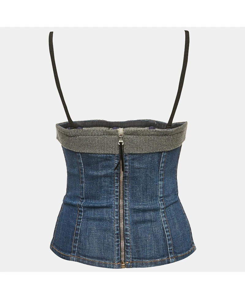 Pre-Owned Dolce & Gabbana Women's Blue Denim Sleeveless Bustier Top