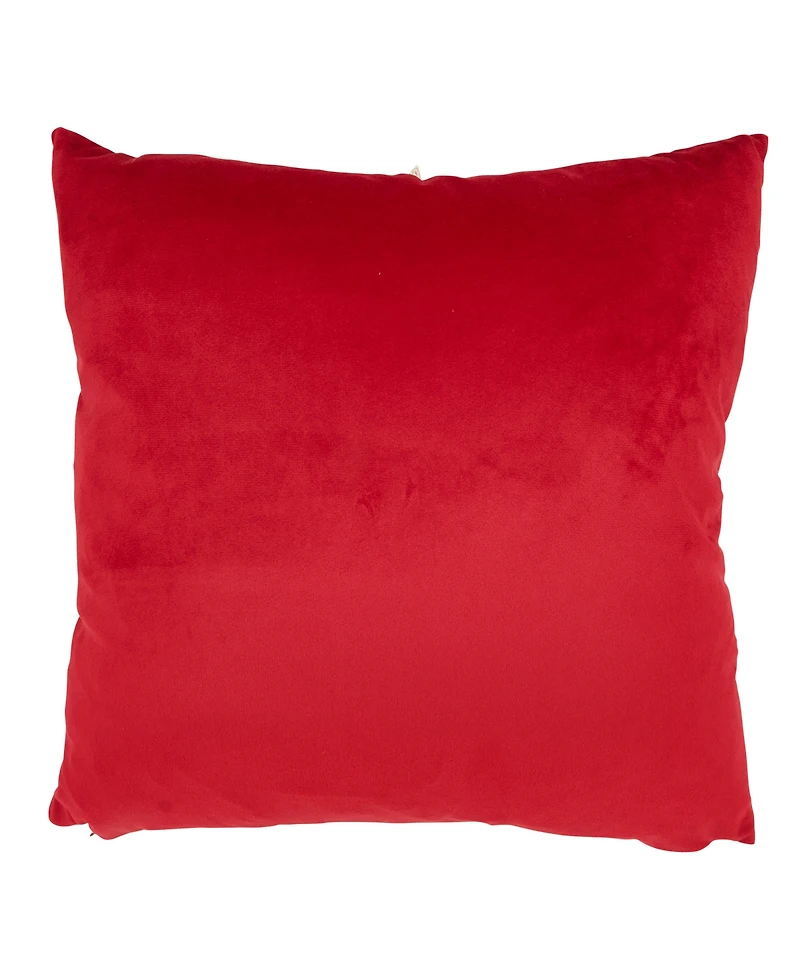 Saro Lifestyle Velvet Poinsettia Down Filled Decorative Pillow, 16" x 16"