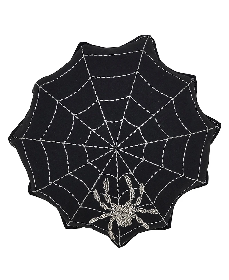 Saro Lifestyle Embroidered Spider Web Poly Filled Decorative Pillow, 18" x 18"