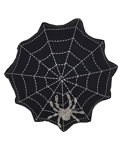 Saro Lifestyle Embroidered Spider Web Poly Filled Decorative Pillow, 18" x 18"