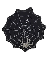 Saro Lifestyle Embroidered Spider Web Poly Filled Decorative Pillow, 18" x 18"