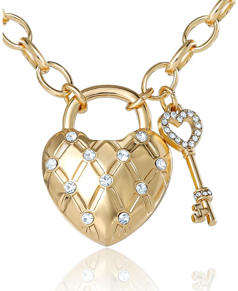 Juicy Couture Heart Locket with Key Pendant Necklace, Gold Tone