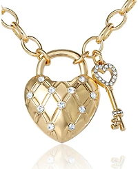 Juicy Couture Heart Locket with Key Pendant Necklace, Gold Tone
