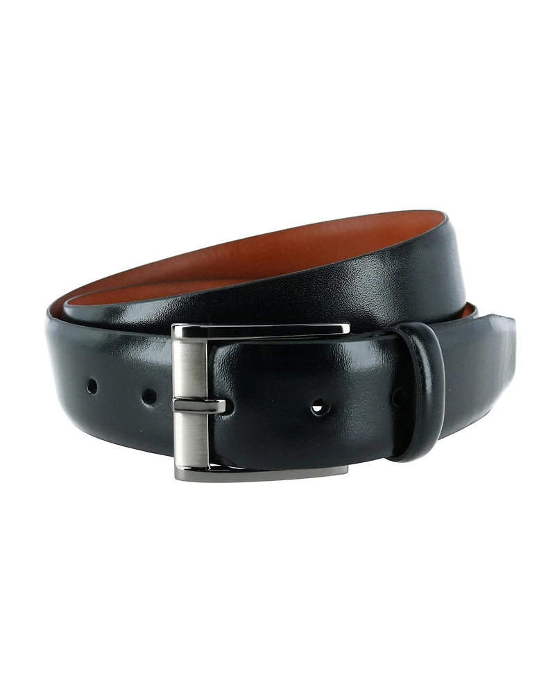 Trafalgar Men's Matteo 35mm Feather Edge Leather Dress Belt with Italian Buckle