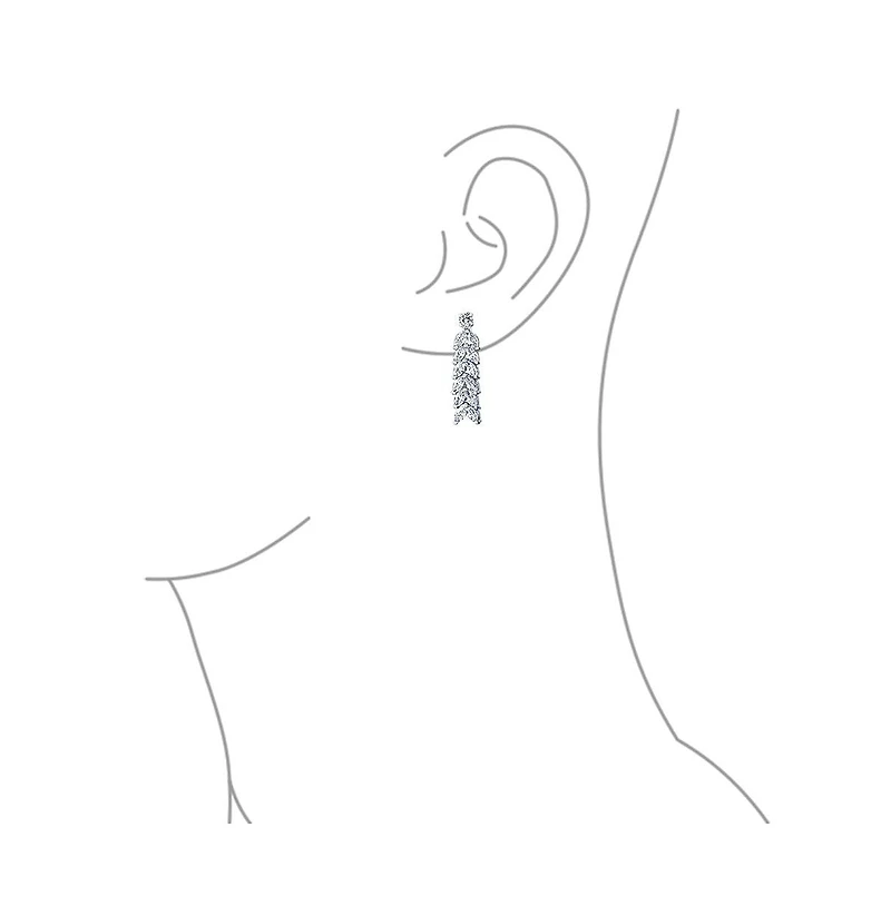 Bling Jewelry Art Deco Style Jewelry Set Multi Marquise Cz Statement Collar Tennis Necklace & Chandelier Dangle Earrings Silver Plated