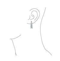 Bling Jewelry Art Deco Style Jewelry Set Multi Marquise Cz Statement Collar Tennis Necklace & Chandelier Dangle Earrings Silver Plated