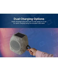 Emerson Ers-1002 Bluetooth Waterproof Outdoor Rock Led Speaker with Solar Charging