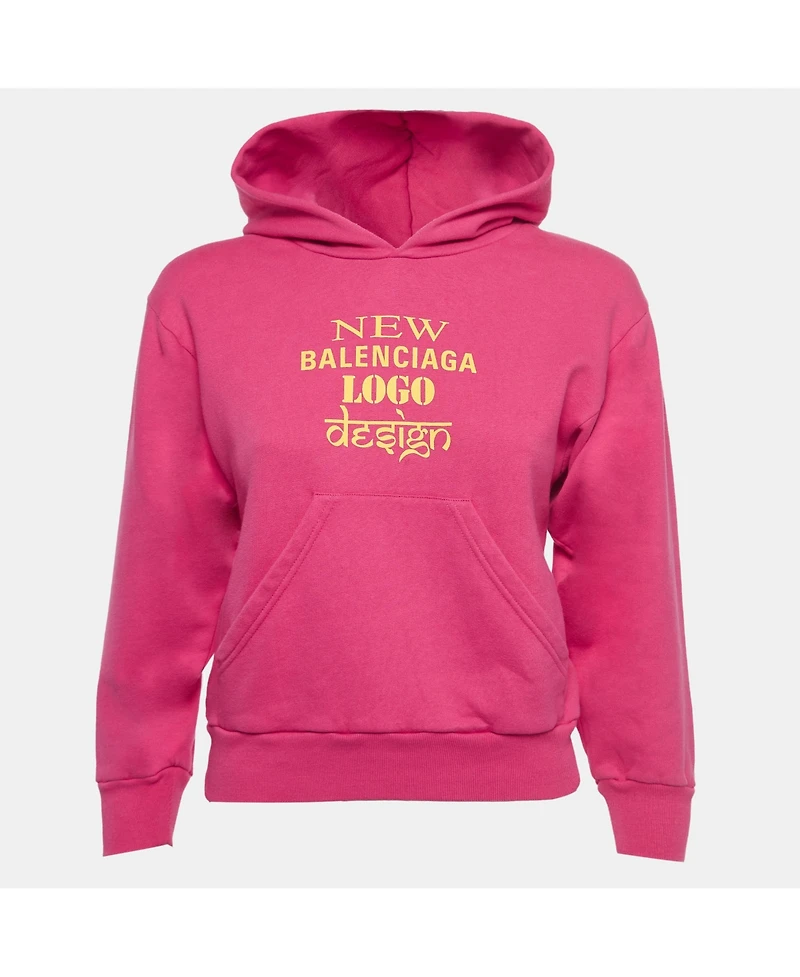 Pre-Owned Balenciaga Women's Black Campaign Print Cotton Knit Hoodie