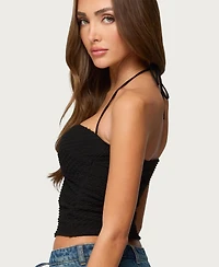 Edikted Women's Zoee Twisted Textured Halter Top