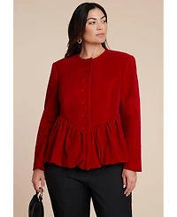 Eloquii Women's Velvet Peplum Bubble Hem Jacket