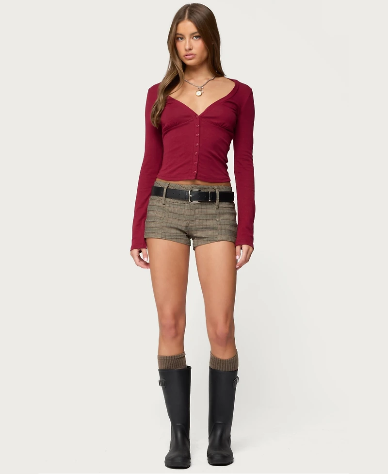 Edikted Women's Charla V Neck Button Up Top