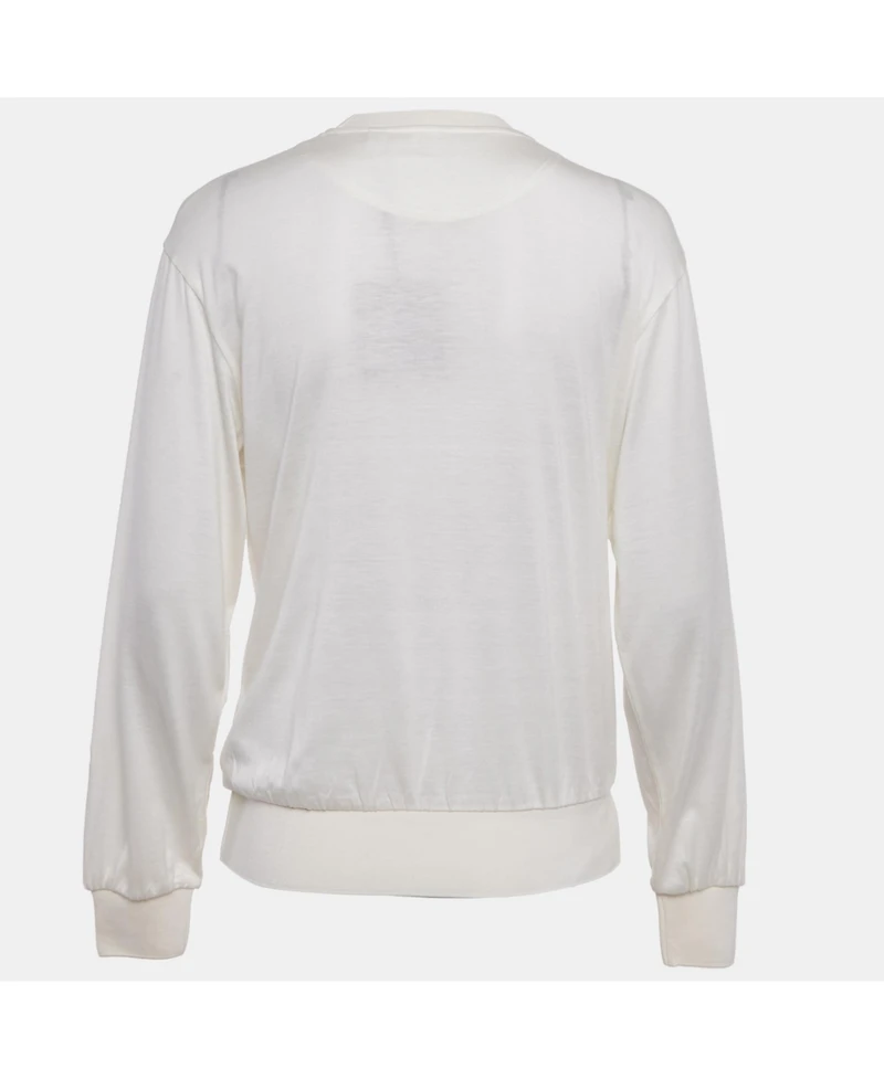 Pre-Owned Burberry Women's Beige Logo Applique Cotton Knit Zip-Up Hoodie