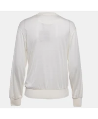 Pre-Owned Burberry Women's Beige Logo Applique Cotton Knit Zip-Up Hoodie