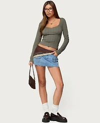 Edikted Women's Beatrix Lacey Ribbed Top