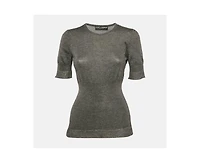 Pre-Owned Dolce & Gabbana Women's Grey Stretch Knit Short Sleeve Jumper
