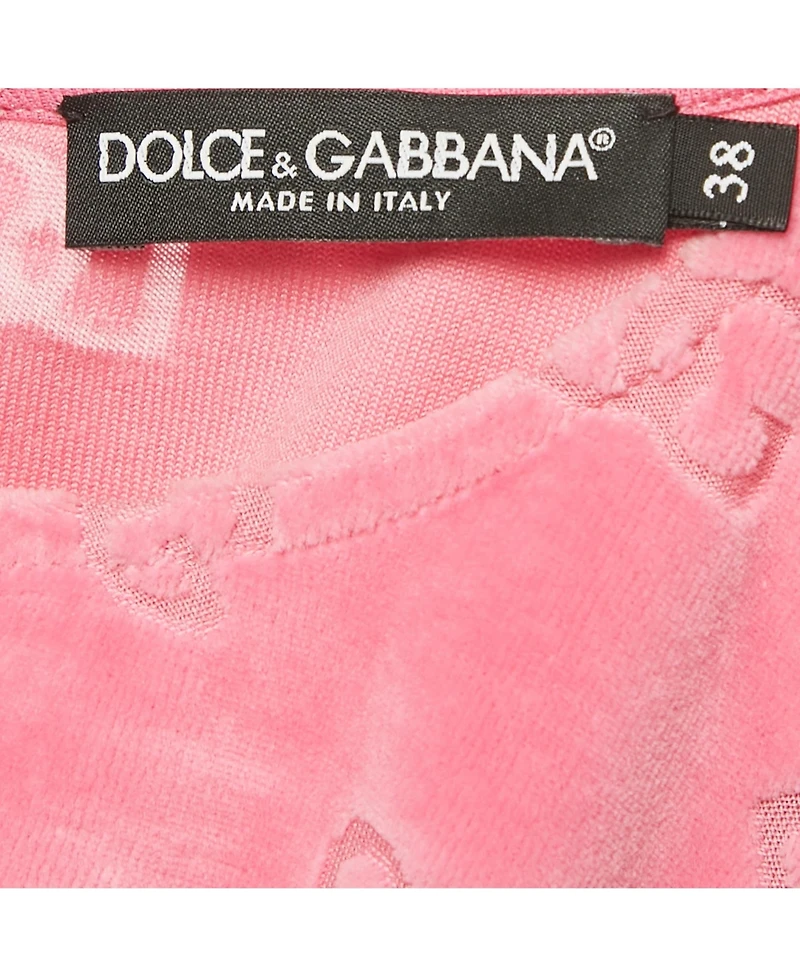 Pre-Owned Dolce & Gabbana Women's Monogram Velvet Crop Top