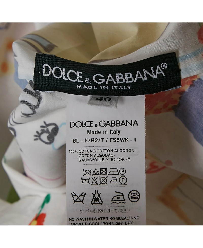 Pre-Owned Dolce & Gabbana Women's White Kid's Drawing Cotton Top