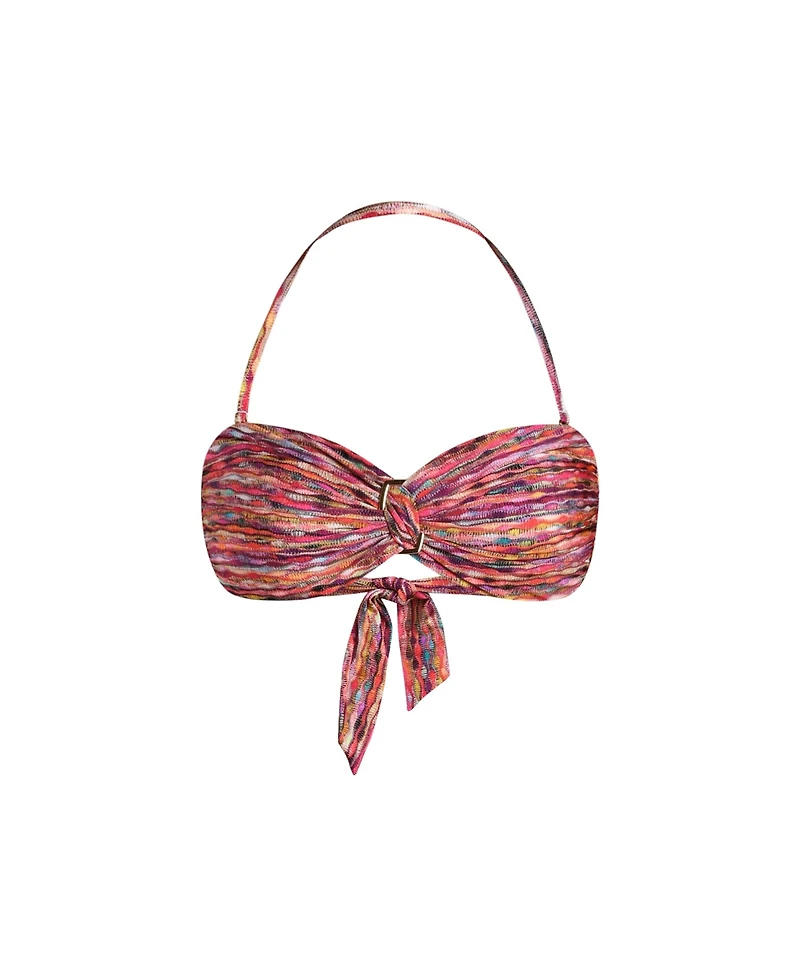 Sunshine 79 Women's Shimmer Ripple Twist Bandeau Bikini Top