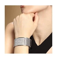 Sohi Women's The Cristal-Bijou Cuff Bracelet - Crystal Silver