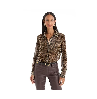 The Noli Shop Womens Ana Button Up Shirt - Floral Print