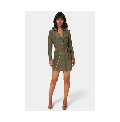 Bebe Women's Faux Suede Moto Dress