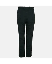 Pre-Owned Salvatore Ferragamo Women's Black Floral Jacquard Lace-Up Trousers