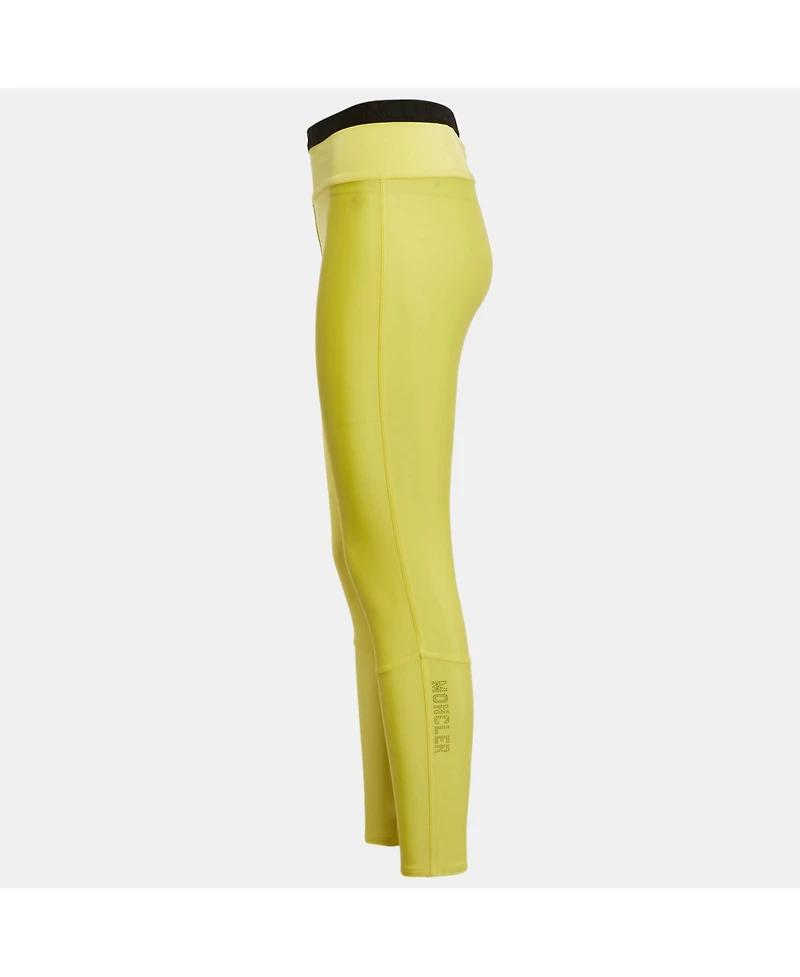 Pre-Owned Moncler Women's Yellow Logo Print Jersey Leggings