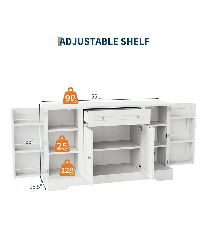 Gaomon Modern Wooden Sideboard Buffet Cabinet with Drawer, 4 Doors and Storage Shelves