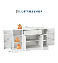 Gaomon Modern Wooden Sideboard Buffet Cabinet with Drawer, 4 Doors and Storage Shelves