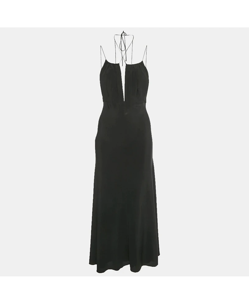 Pre-Owned Toteme Women's Black Silk Gathered Halter Neck Maxi Dress