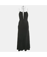 Pre-Owned Toteme Women's Black Silk Gathered Halter Neck Maxi Dress