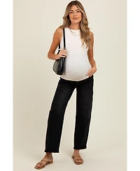 Pinkblush Maternity Lightly Distressed Panel Detail Barrel Jeans