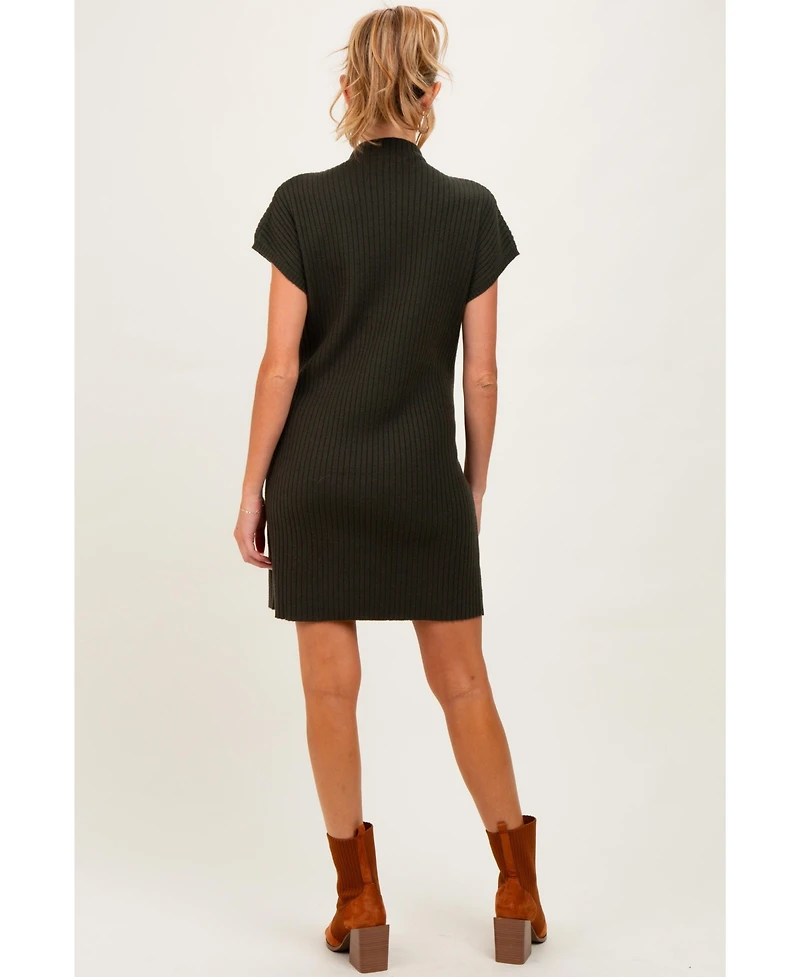 Pinkblush Maternity Burgundy Ribbed Knit Short Sleeve Sweater Dress