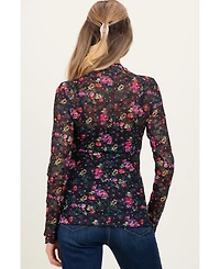 Pinkblush Maternity Black Floral Lace Long Sleeve Top