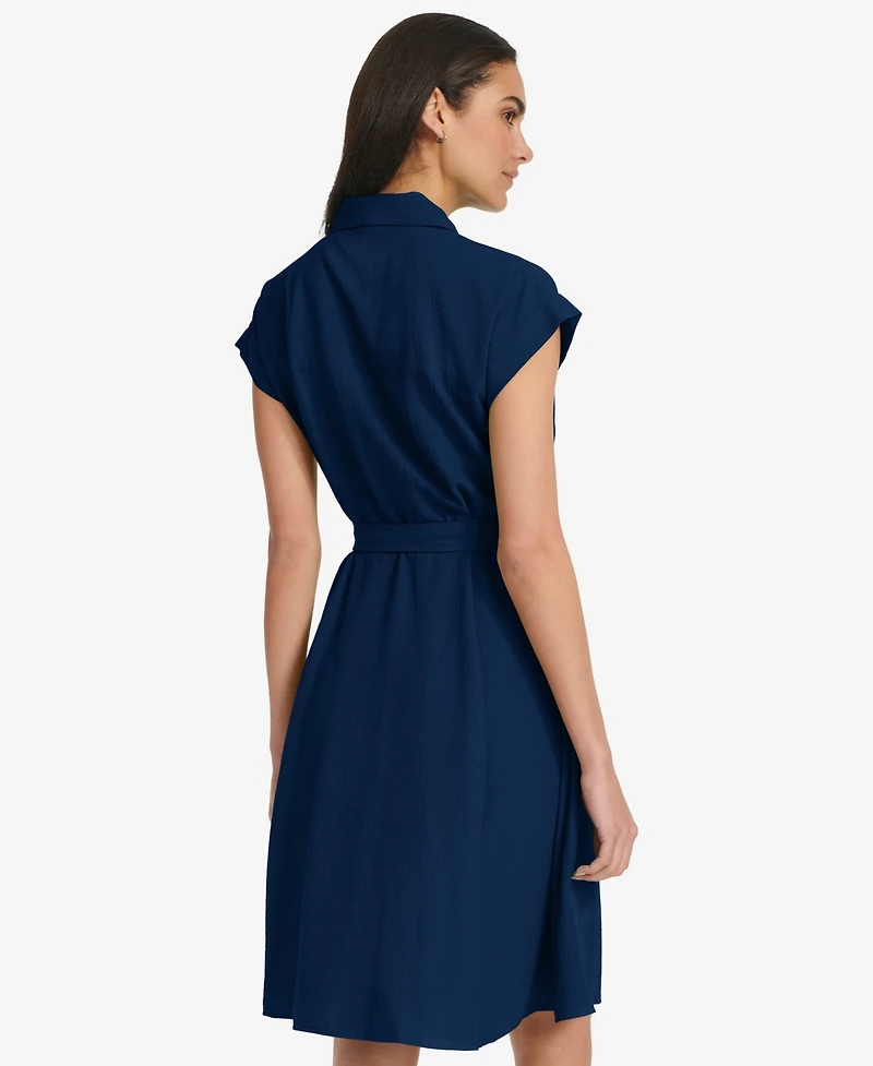 Calvin Klein Women's Belted Cap-Sleeve Shirtdress