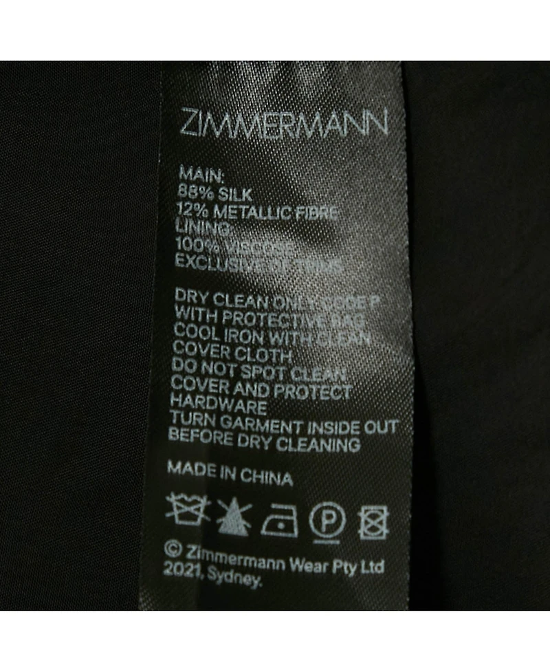 Pre-Owned Zimmermann Women's Black Fil Coupe Silk Wrap Midi Dress