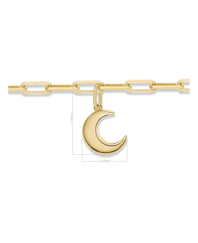 Devata Crescent Moon Charm with Paperclip Chain Bracelet in 14K Gold, 7 in, approx. 3.1 grams.