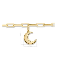 Devata Crescent Moon Charm with Paperclip Chain Bracelet in 14K Gold, 7 in, approx. 3.1 grams.