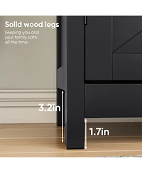 sumyeg Farmhouse Kitchen Cabinet Sideboard with Barn Door Drawer and Adjustable Shelf in Black