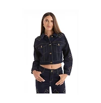 The Noli Shop Women's Kaia Studded Jacket - Indigo