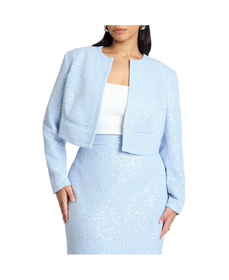 Eloquii Women's Sequin Tweed Jacket