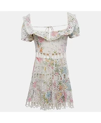 Pre-Owned Zimmermann Women's White Floral Print Cotton Off-Shoulder Heathers Dress