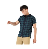 Campus Sutra Men's Green & Blue Tartan Plaid Shirt