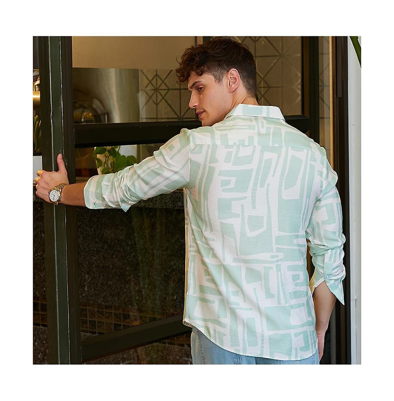 Campus Sutra Men's Abstract-Deco Regular Shirt