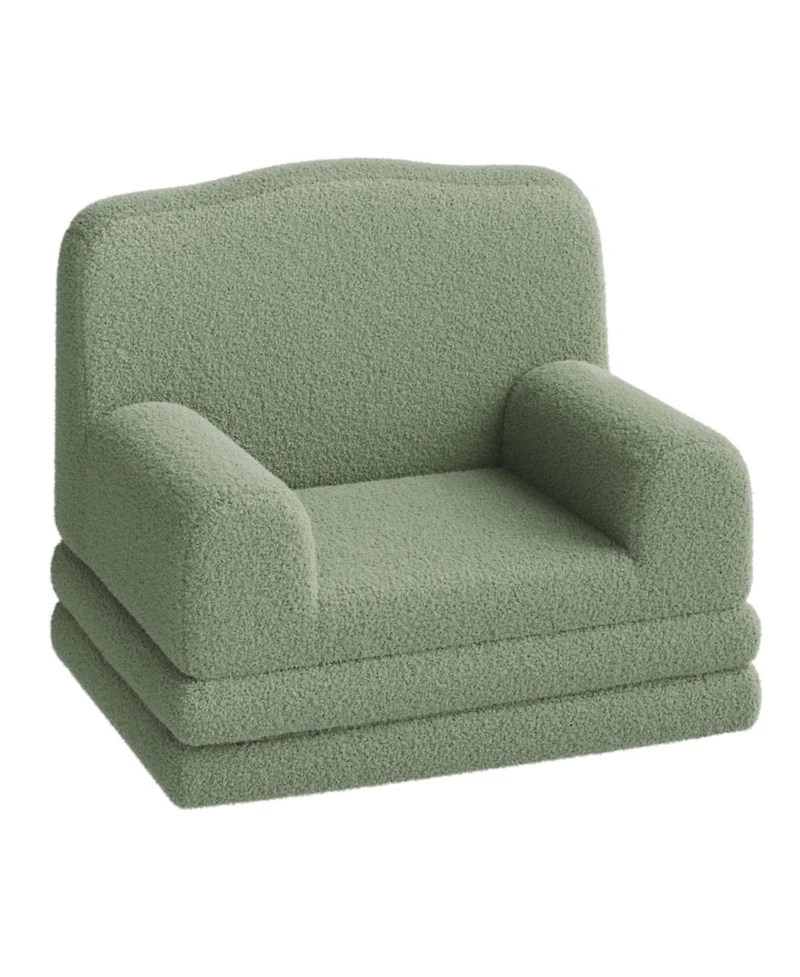 gaomon Kids Sofa Chair, Sherpa Convertible Toddler Couch with Washable Cover, Crown Design Comfy Children's Reading Chair