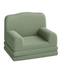 gaomon Kids Sofa Chair, Sherpa Convertible Toddler Couch with Washable Cover, Crown Design Comfy Children's Reading Chair