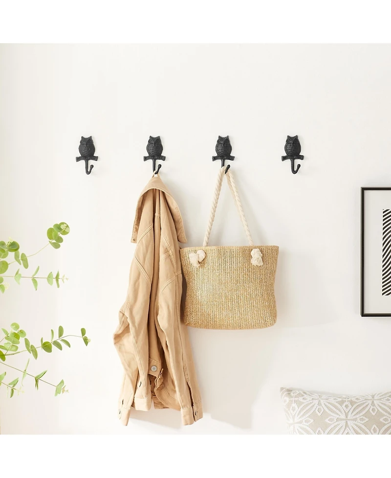 Danya B 4 Piece Owl on Branch Decorative Wall Hook Set