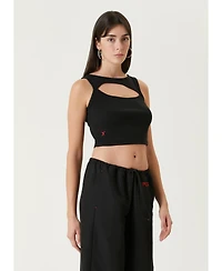 Pcfg Women's Ribbed Stretch Cotton-Blend Cropped Tank Top