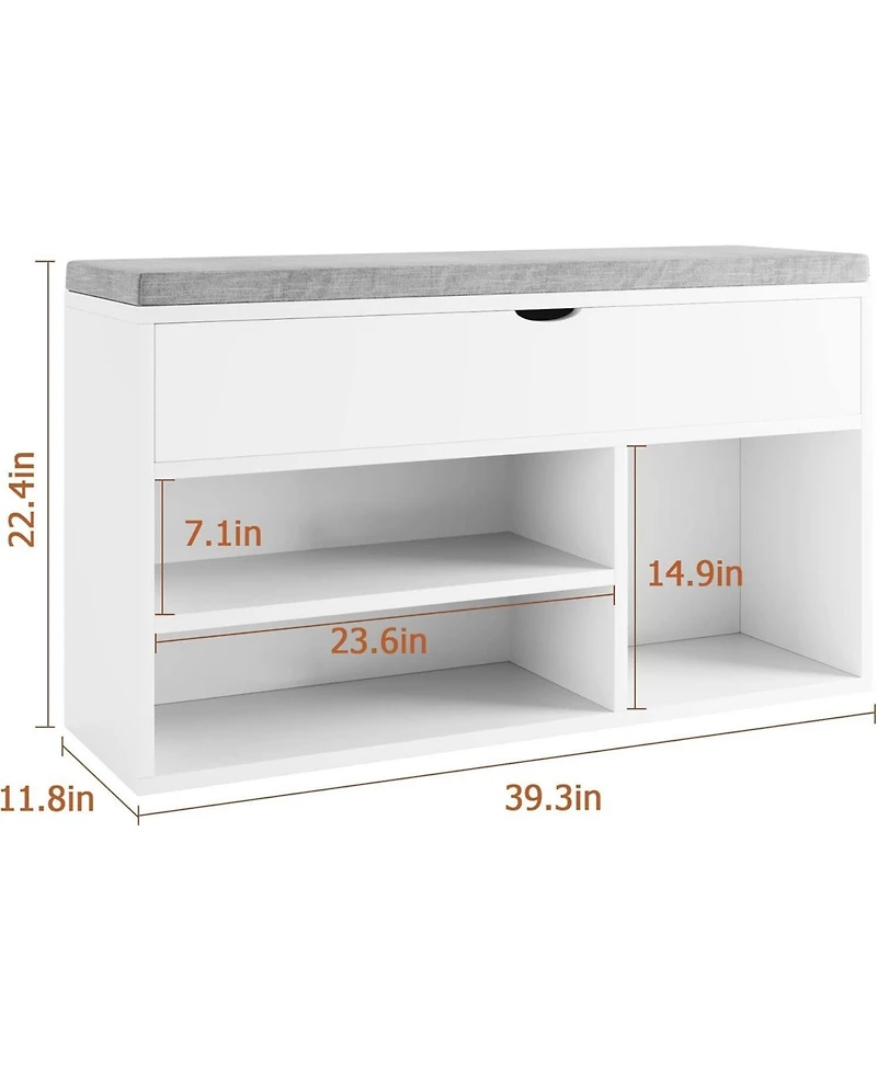Gaomon Shoe Bench w/ Cushion, Adjustable Shelf & Hidden Storage, Wooden Shoe Rack for Entryway or Hallway
