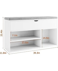 Gaomon Shoe Bench w/ Cushion, Adjustable Shelf & Hidden Storage, Wooden Shoe Rack for Entryway or Hallway
